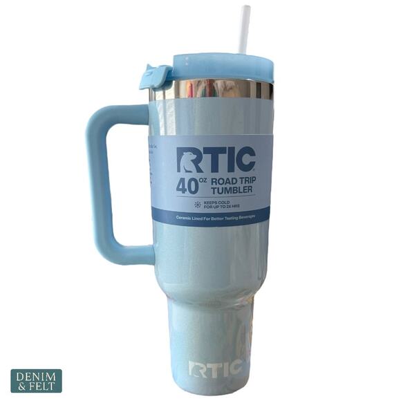 RTIC 40oz Road Trip Tumbler Ceramic Lined Sky Blue Insulated Mug with Handle NEW - Picture 1 of 10